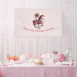 Lona Imagen de caballo de carrusel caprichoso de cumple