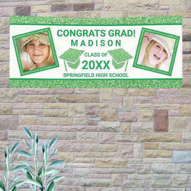 Lona Imagen del partido Grad Glam Green Cap Graduation  (Subido por el creador)