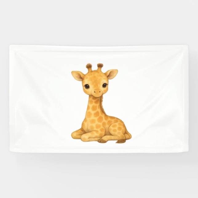 Lona Impresión de acuarela de la jirafa del bebé - Pare (Horizontal)