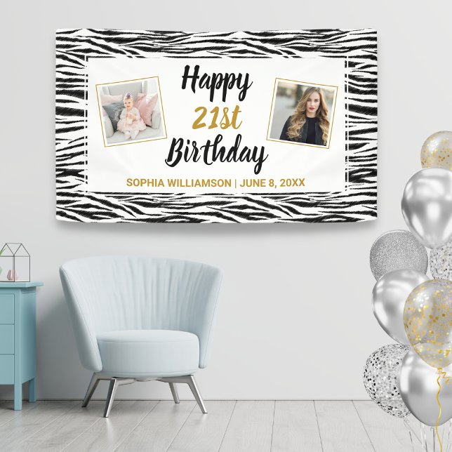 Lona Impresión de animales de cebra Cumpleaños Cualquie (Subido por el creador)