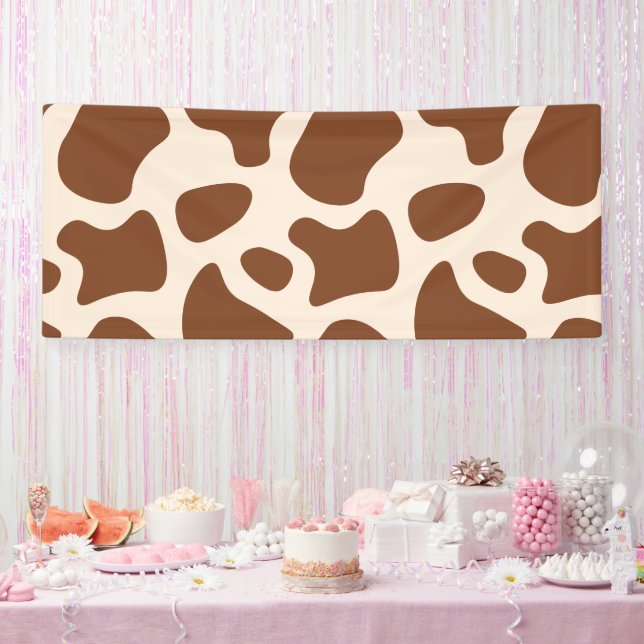 Lona Impresión de vaca rosa y marrón (Fiesta)