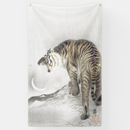 LONA IMPRESIÓN DE WOODBLOCK JAPONESA TIGRE DE ENCENDIDO