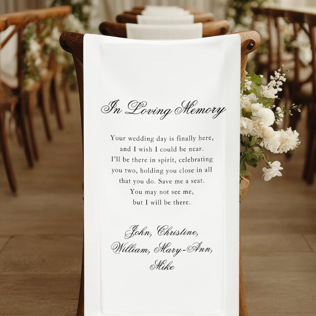 Lona "In Loving Memory" Classic Wedding Memorial White ("In Loving Memory" Classic Wedding Memorial Banner)