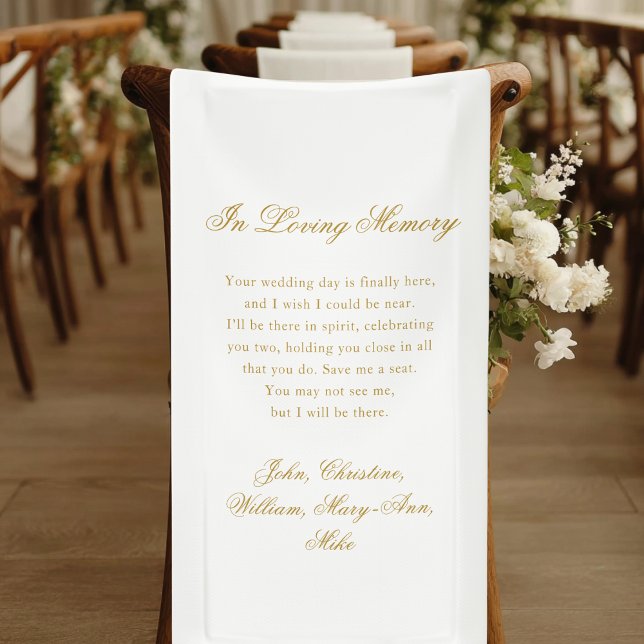 Lona "In Loving Memory" Classic Wedding Memorial White ("In Loving Memory" Classic Wedding Memorial Banner)