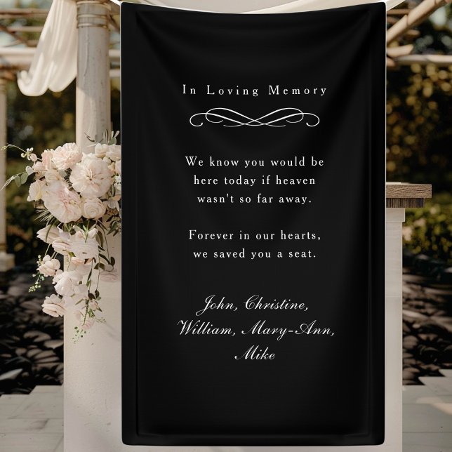 Lona "In Loving Memory" Elegant Wedding Memorial Black ("In Loving Memory" Elegant Wedding Memorial Black Banner)