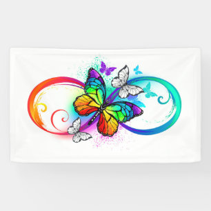 Lona Infinidad brillante con la mariposa arcoiris