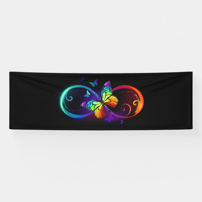 Lona Infinidad vibrante con mariposa arco iris sobre ne (Horizontal)