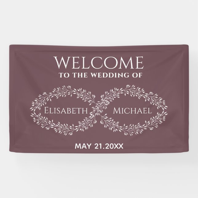 Lona Infinito burgundy botánico romántico elegante (Horizontal)