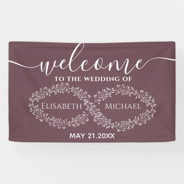 Lona Infinito burgundy botánico romántico elegante (Horizontal)