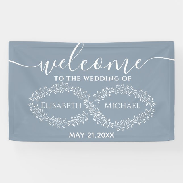 Lona Infinito polvoriento azul botánico romántico (Horizontal)