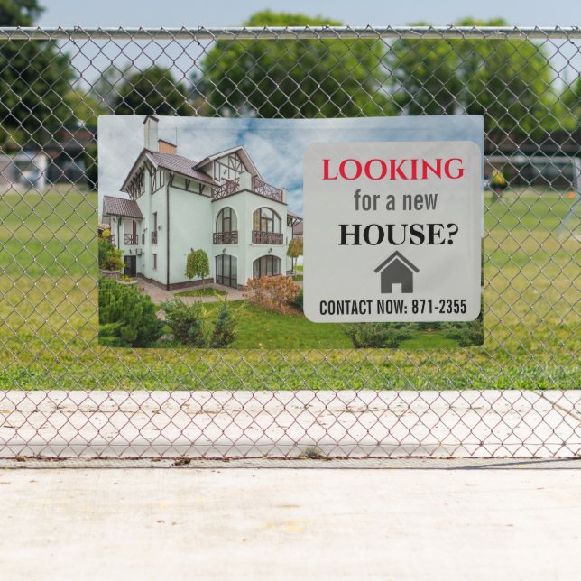 Lona Inmobiliaria buscando una nueva casa de gris rojo (In situ)