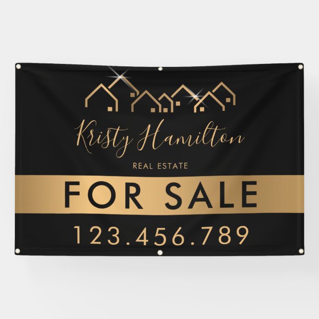 Lona inmobiliario profesional agregar código QR de foto (Horizontal)