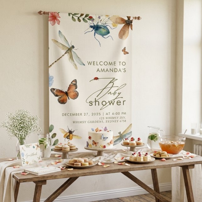 Lona Insectos mariquitas libélulas baby shower boho (Subido por el creador)