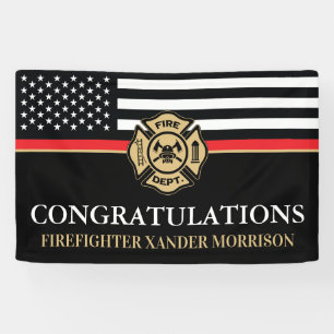 Lona Insignia de Bombero Bandera de Línea Roja Graduaci
