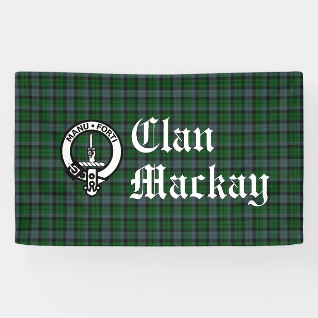 Lona Insignia Escudo Clan Mackay y Tartán (Horizontal)