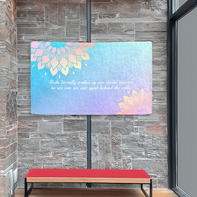 Lona Instructor de Meditación de Yoga Blue Gold Mandala (Subido por el creador)