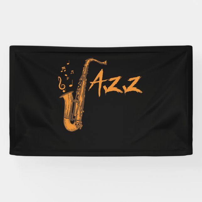 Lona Instrumento de música de jazz saxofón (Horizontal)