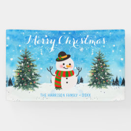 Lona Invierno lindo Snowman Snowy Árboles navideños