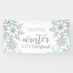 Lona Invierno Onederland Copo de Nieve Azul y Plateado
