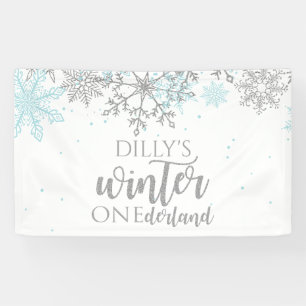 Lona Invierno Onederland Copo de Nieve Azul y Plateado