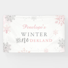 Lona Invierno Onederland Plata Rosa Primer cumpleaños