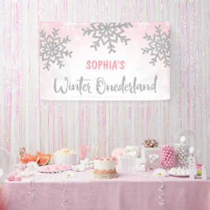 Lona Invierno rosa Plata ONEderland Primer cumpleaños