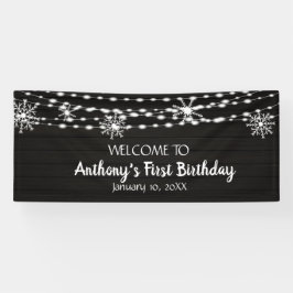 Lona Invierno Rústico Y Sueño Maravilloso Primer Cumple