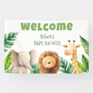 Lona Invitación a la ducha de bebé con acuarela animal 