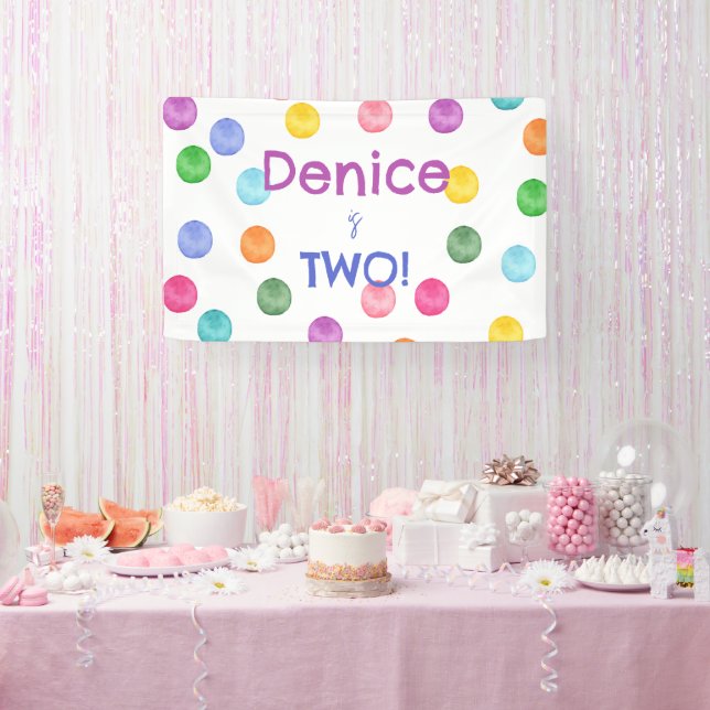 Lona Invitación a la fiesta de cumpleaños de Polka Dot (Fiesta)