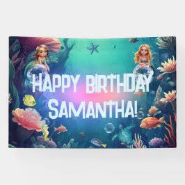 Lona Invitación a la fiesta de cumpleaños de Sirena Cut