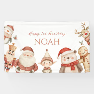Lona Invitación a los navidades de primer cumpleaños pa