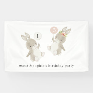 Lona Invitación conjunta de cumpleaños de Bunny Boy Chi