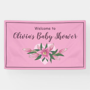 Lona Invitación de Baby Shower a Pink Blooming Lilies