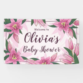 Lona Invitación de Baby Shower a Pink Blooming Lilies