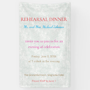 Lona Invitación de Boda Minimalista en Azul Profundo