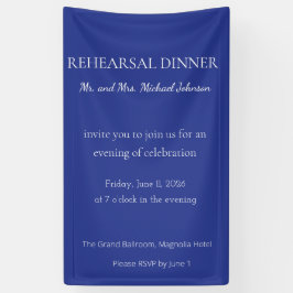 Lona Invitación de boda minimalista y audaz en azul pro