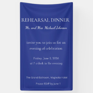 Lona Invitación de boda minimalista y audaz en azul pro