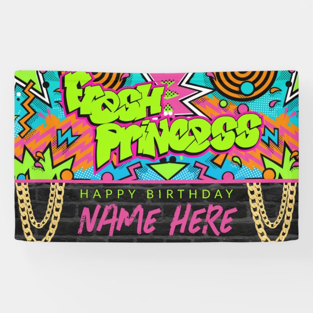 Lona Invitación de cumpleaños de Fresh Princess de los  (Horizontal)
