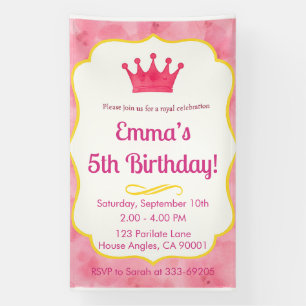 Lona Invitación de cumpleaños de la corona rosa   zazzl
