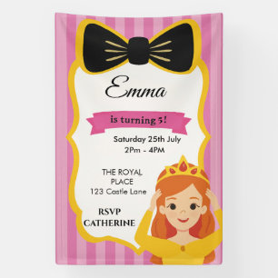Lona Invitación de cumpleaños de Princesa Rosa   zazzle