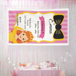 Lona Invitación de cumpleaños de Princesa Rosa   zazzle