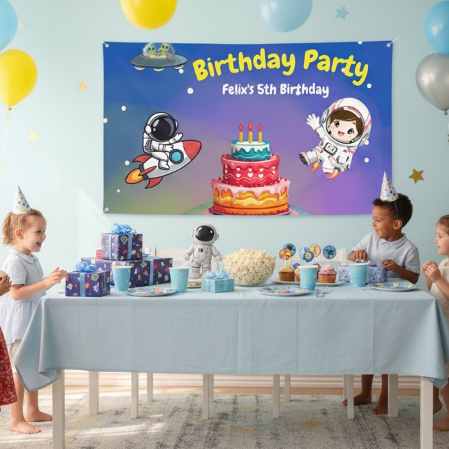Lona Invitación de cumpleaños de Space Adventure (Subido por el creador)