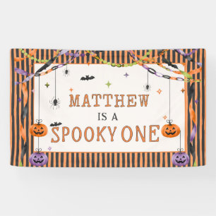 Lona Invitación de cumpleaños número uno de Halloween S