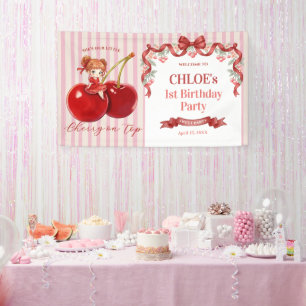 Lona Invitación de cumpleaños Sweet Cherry Pink Coquett