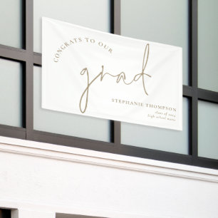 Lona Invitación de Graduación de Guión Grad Gold para F