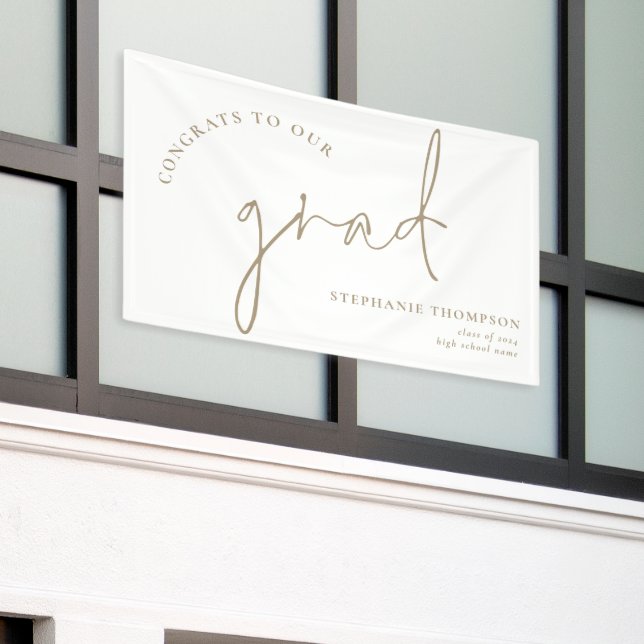 Lona Invitación de Graduación de Guión Grad Gold para F (Edificio exterior)