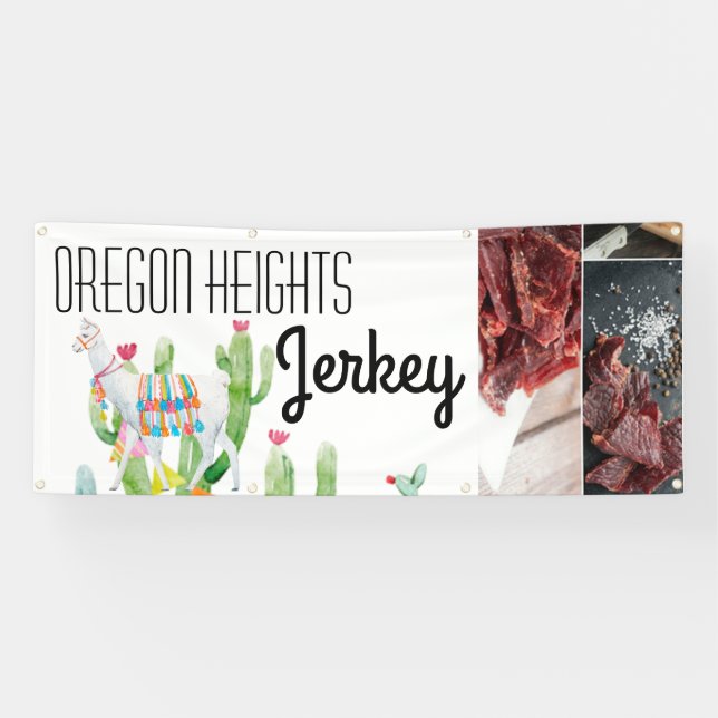 Lona invitación de negocios Boho Llama Bohemian 2.5'x6' (Horizontal)