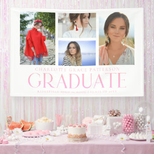 Lona Invitación simple de graduación multifoto de scrip