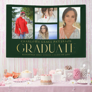 Lona Invitación simple de graduación multifoto de scrip