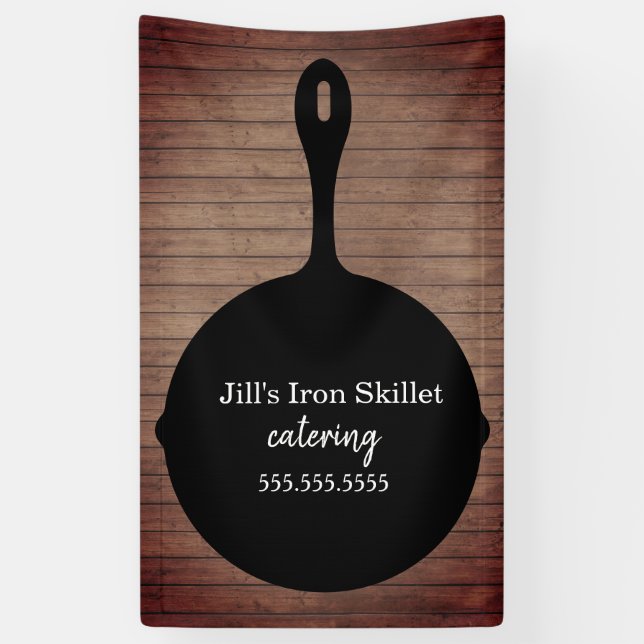 Lona Iron Skillet Rústica Wood Caterer Restaurant Food (Vertical)